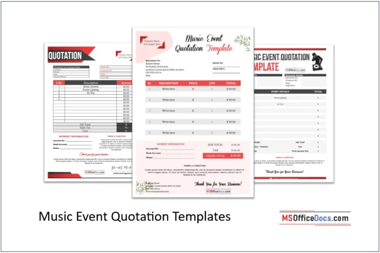 Music Event Quotation Templates