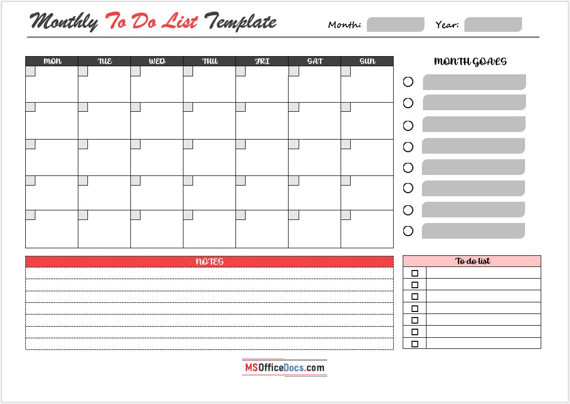 Monthly To Do List Template 02...