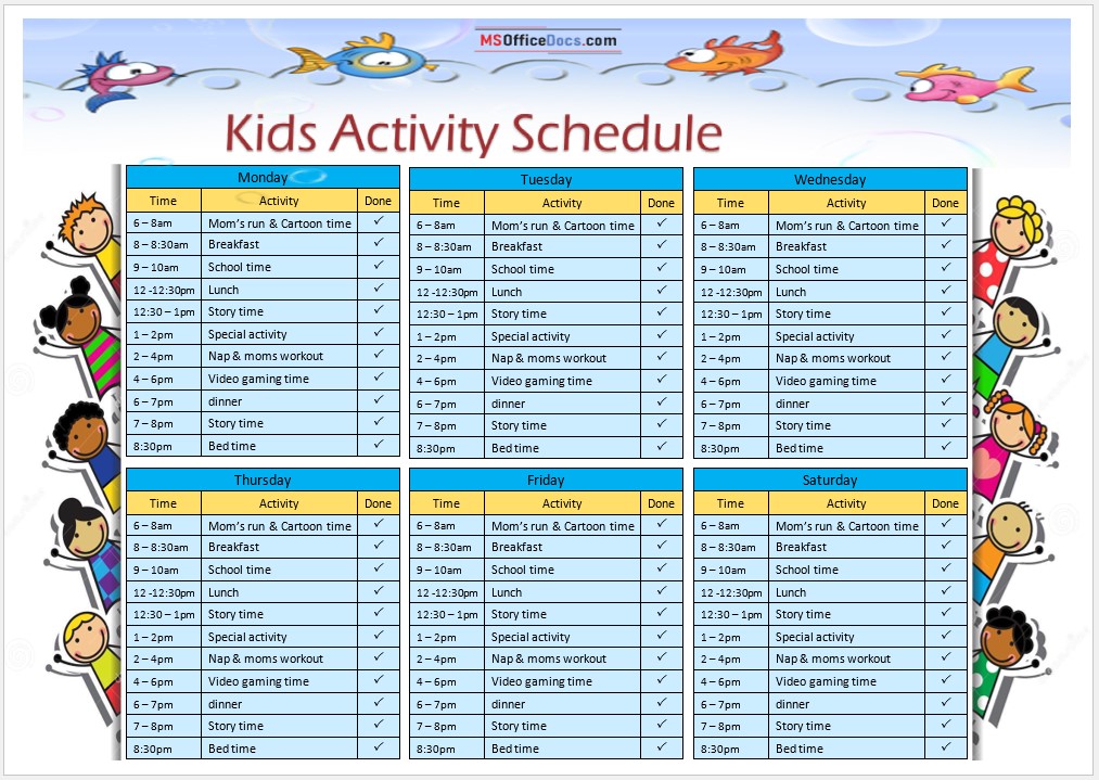 Kids Activity Schedule Template 04.
