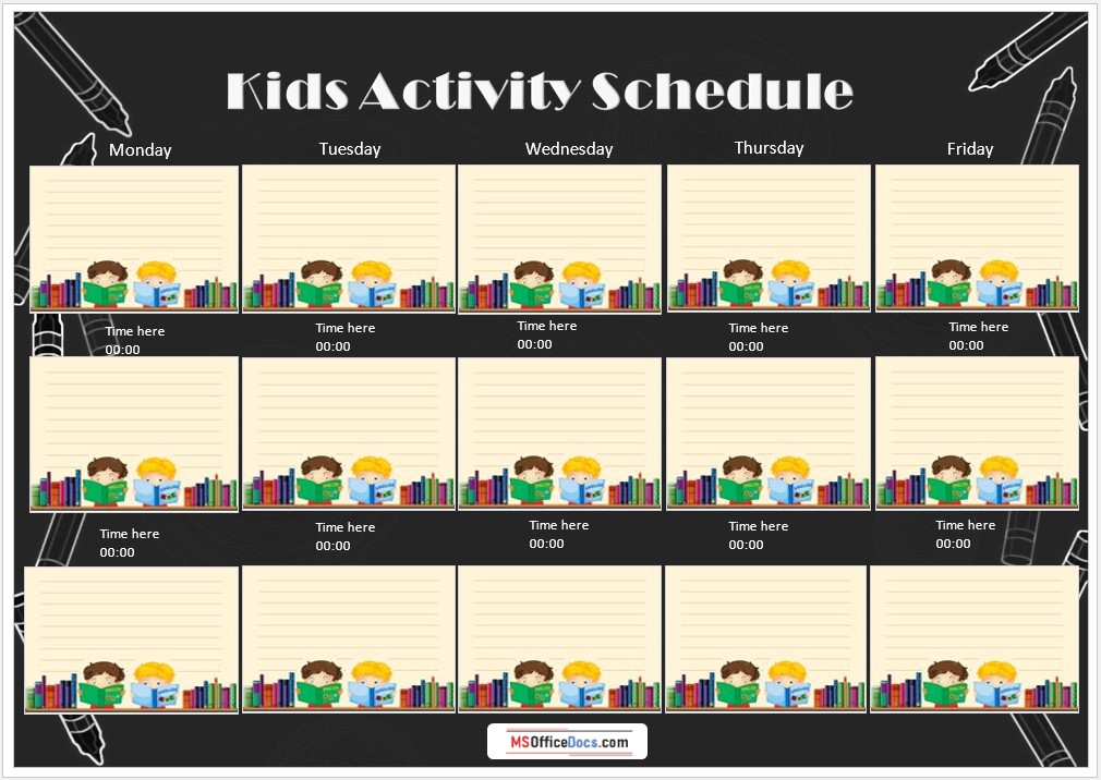 Kids Activity Schedule Template 05.