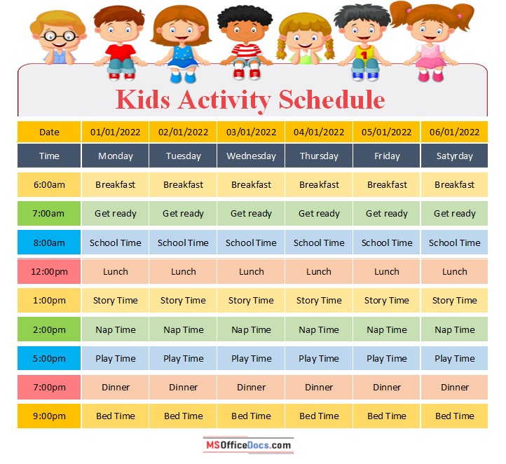 Kids Activity Schedule Template 07.
