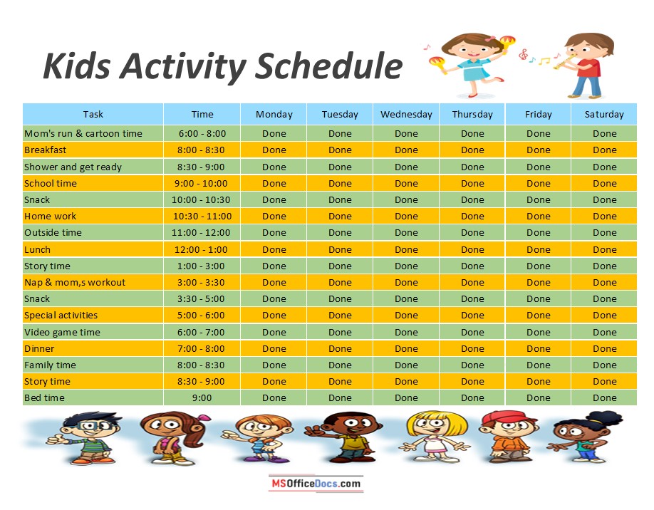 Kids Activity Schedule Template 08.