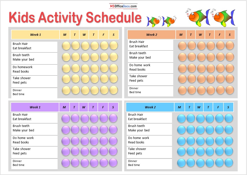 Kids Activity Schedule Template 12.