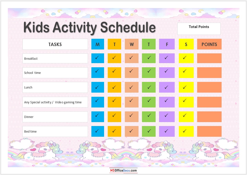 Kids Activity Schedule Template 13.