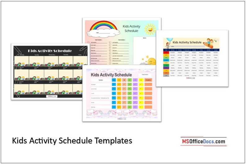Kids Activity Schedule Templates Cover Image