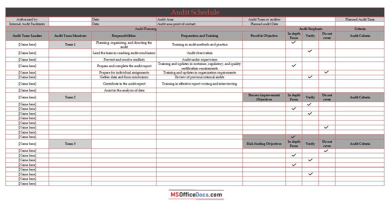 audit schedule template 03.