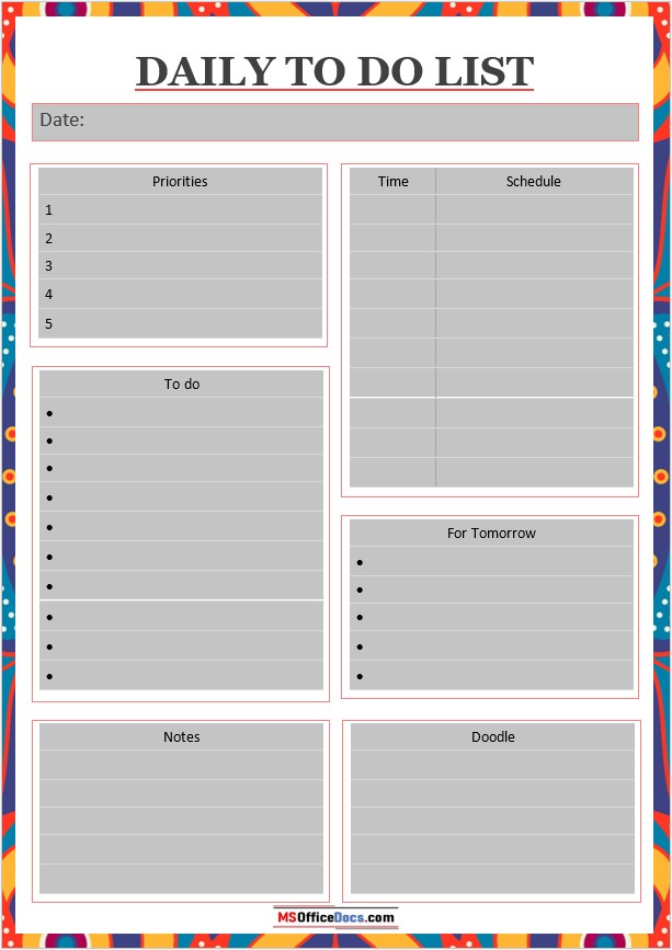 Daily To Do List Template 1.