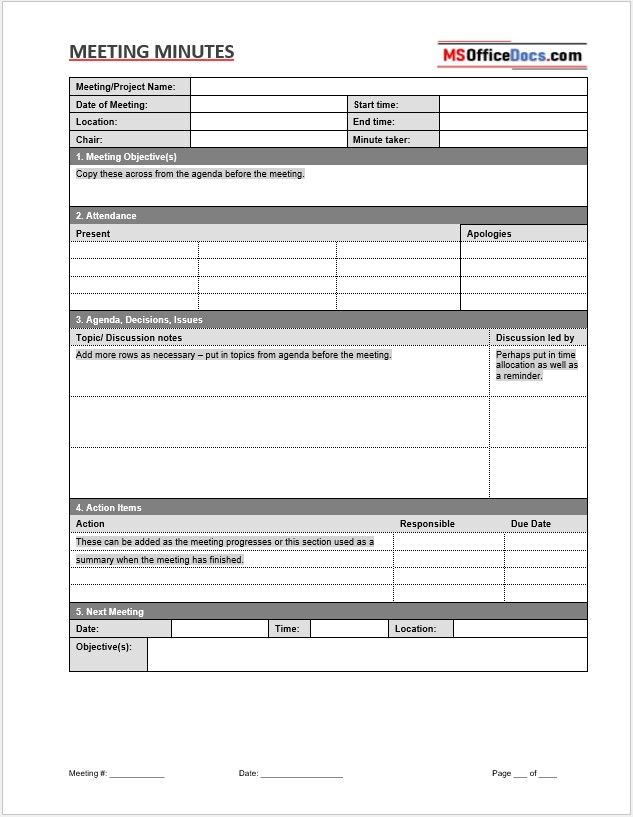 Meeting Minutes Template 02