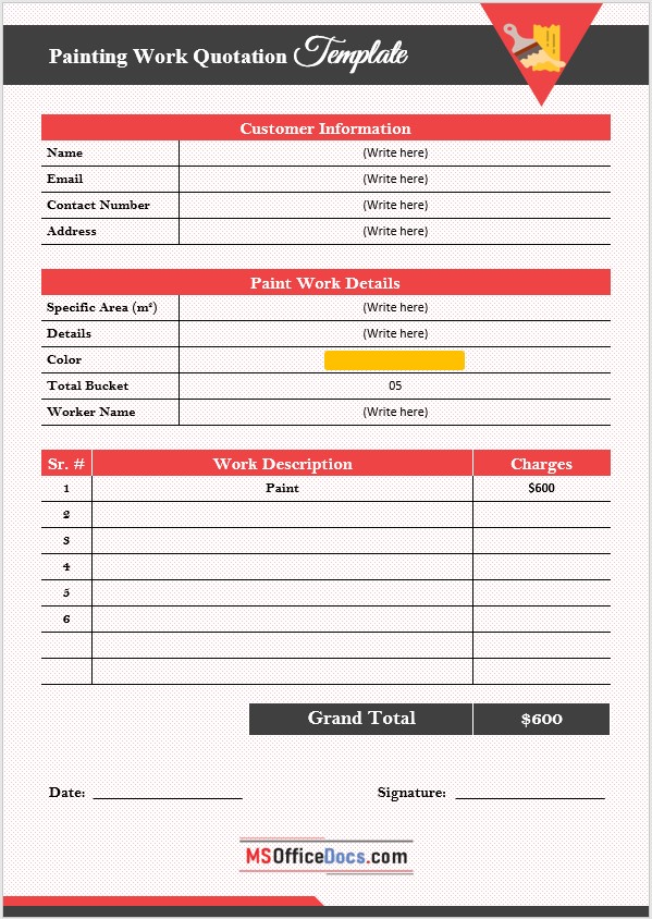 Painting Work Quotation Template 05.....