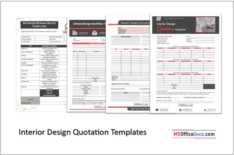 Interior Design Quotation Templates