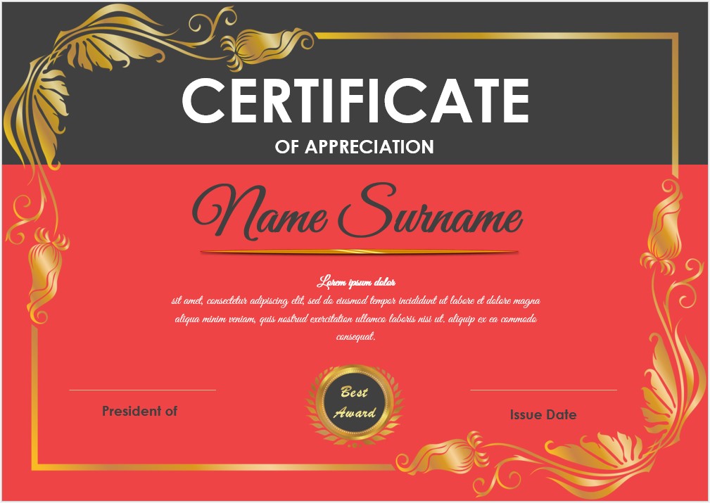 Appreciation Certificate Template 01