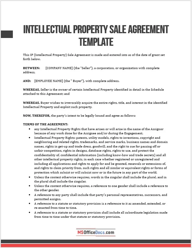Intellectual Property Sale Agreement Template 04