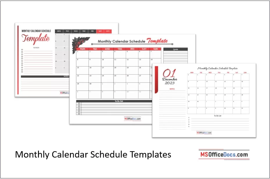 Monthly Calendar Schedule Templates Feature Image