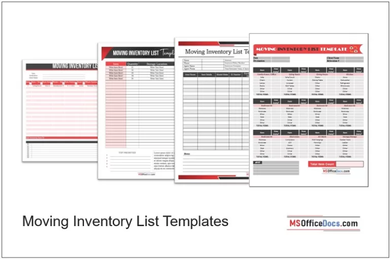 Moving Inventory List Templates in Word & Excel