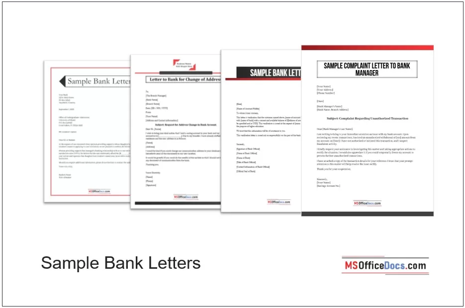 Free Sample Bank Letters in Word (Printable & Editable)