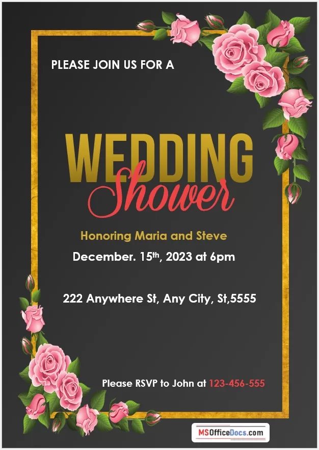 Editable wedding shower invitation Word