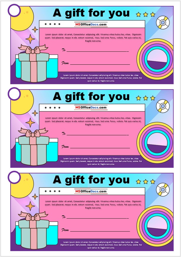 Kids Gift Tag Design - MS Word