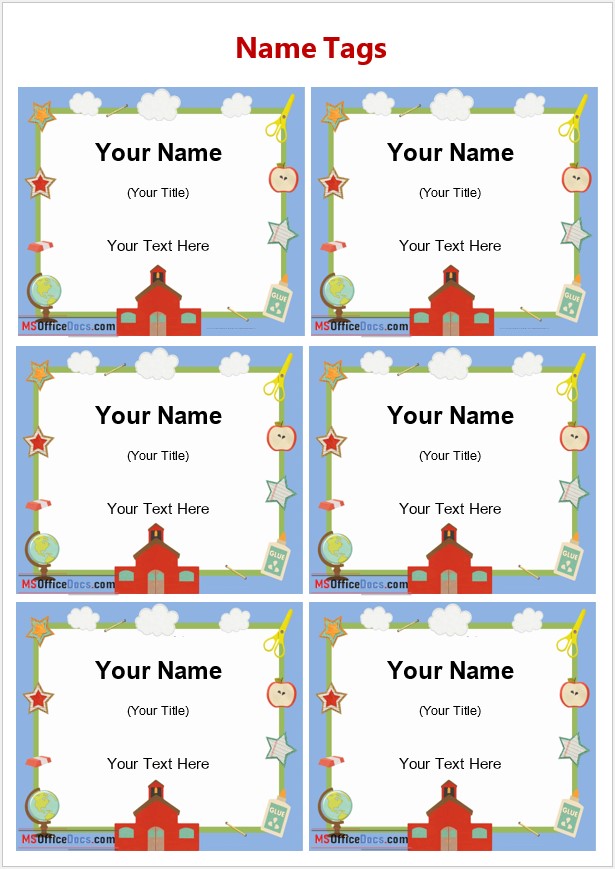 Name Tag Design for Kids - Editable Template