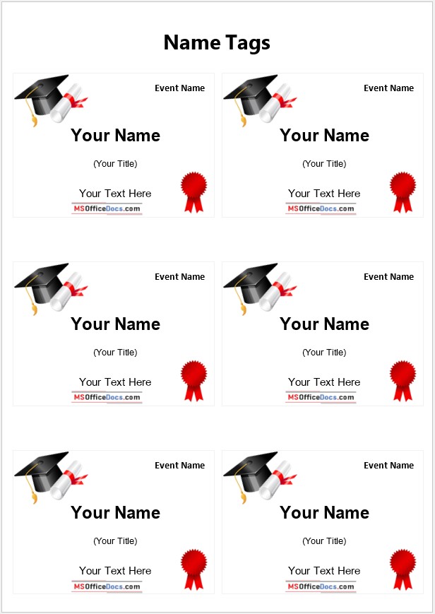 Name Tag Design for Students - Word Template