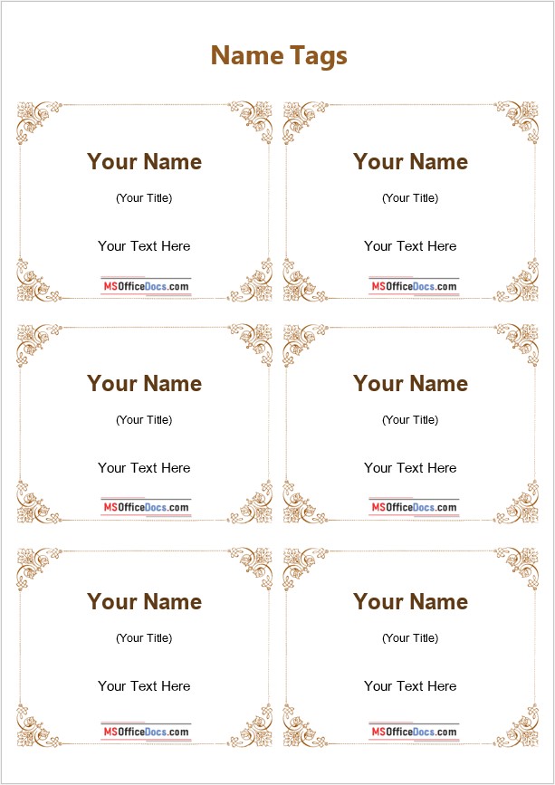 Name tag Template for School