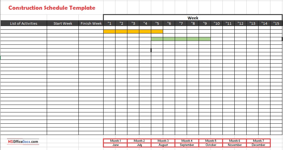 Construction Schedule Template 02