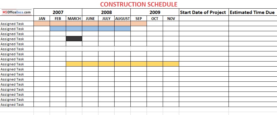 Construction Schedule Template 03
