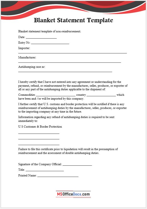 Blanket Statement Template 01