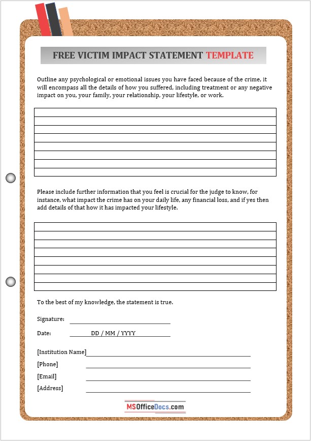 Printable Victim Impact Statement Template 01