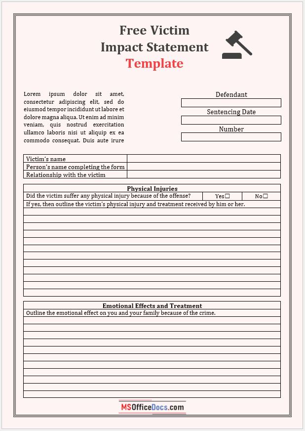 Printable Victim Impact Statement Template 04