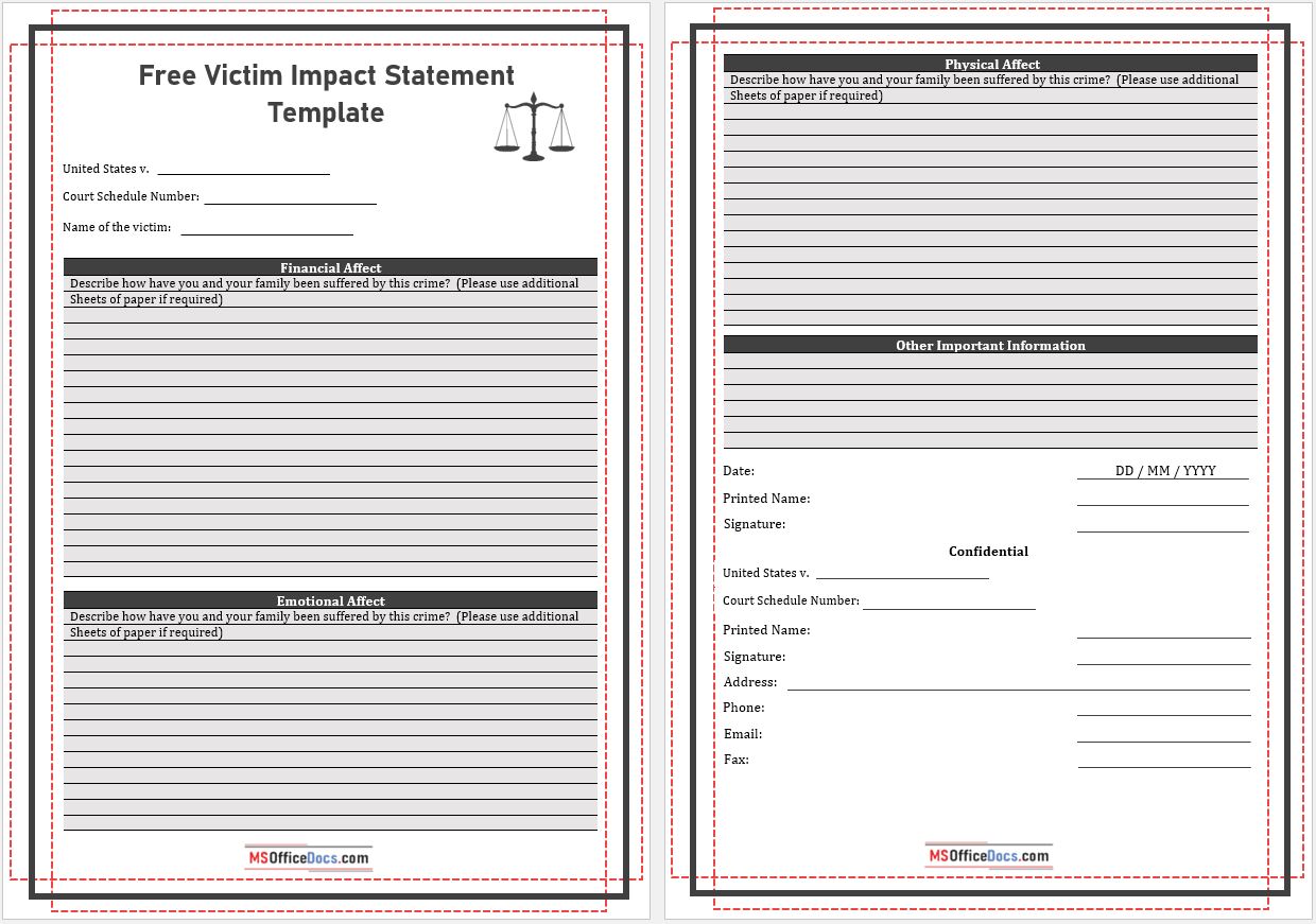 Printable Victim Impact Statement Template 05