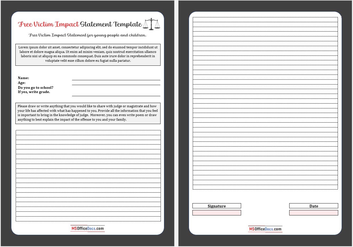 Printable Victim Impact Statement Template 03