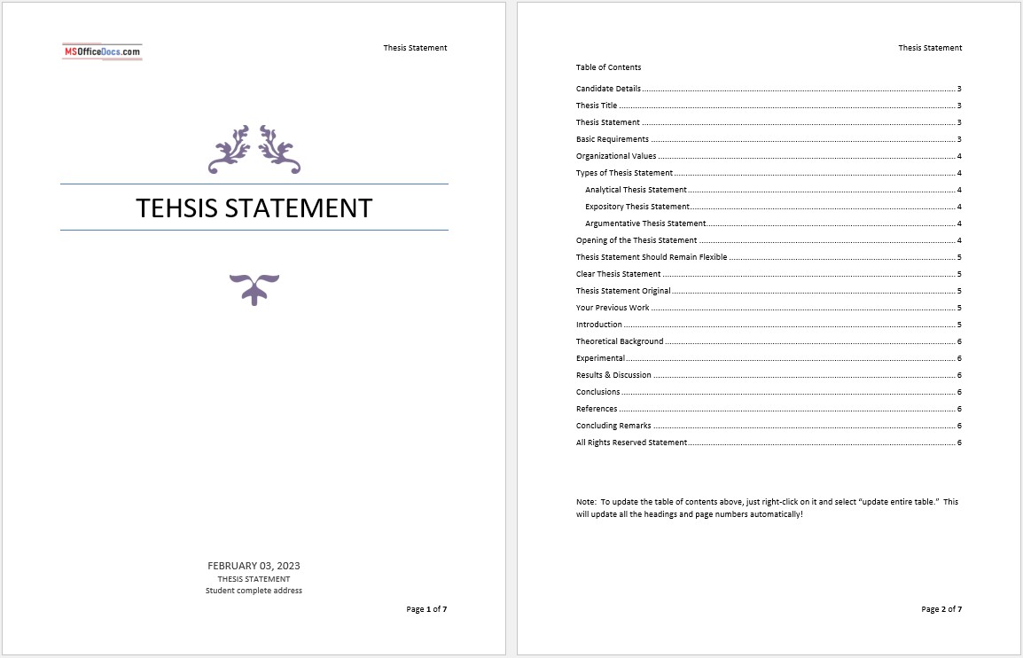 Thesis Statement Template 01