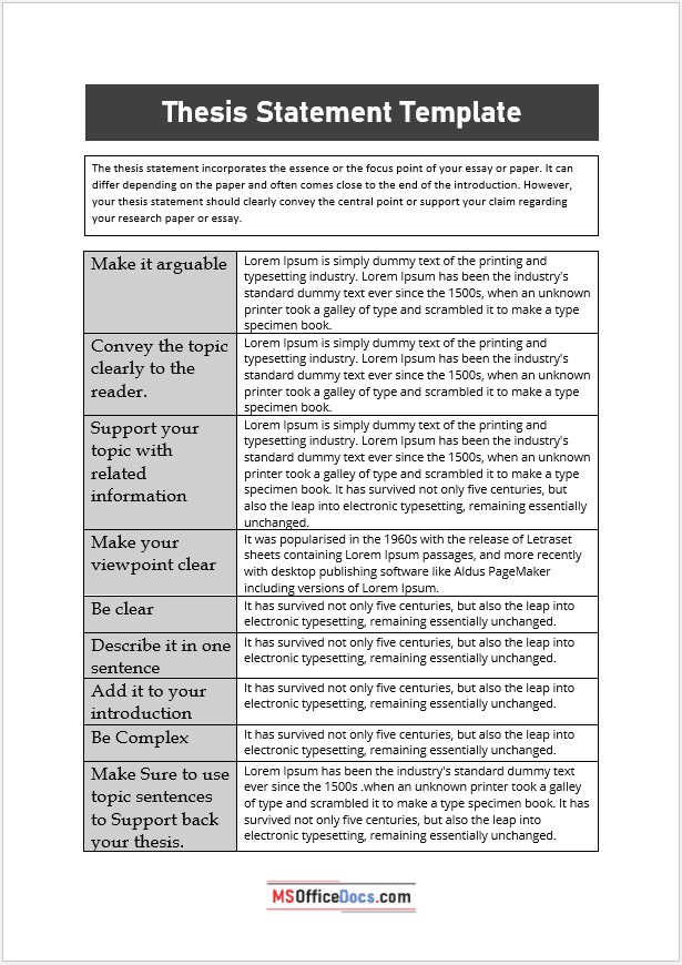 Thesis Statement Template 02