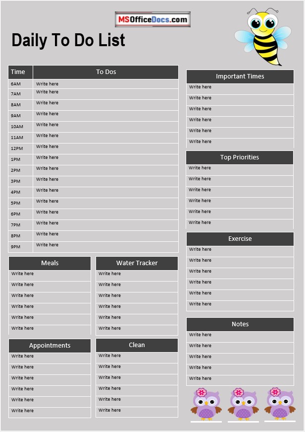 Minimalist Daily To-do Sheet - Editable
