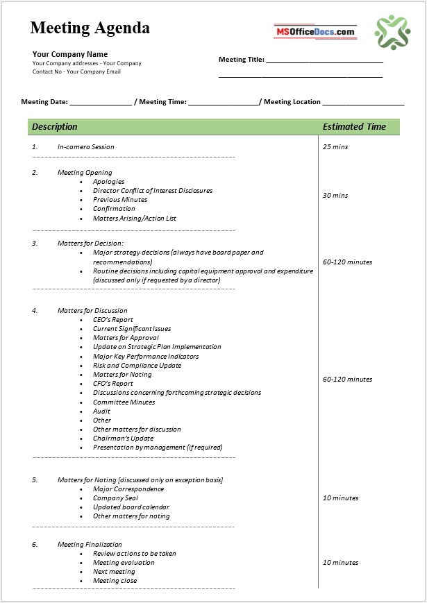 Team Meeting Agenda Template 2