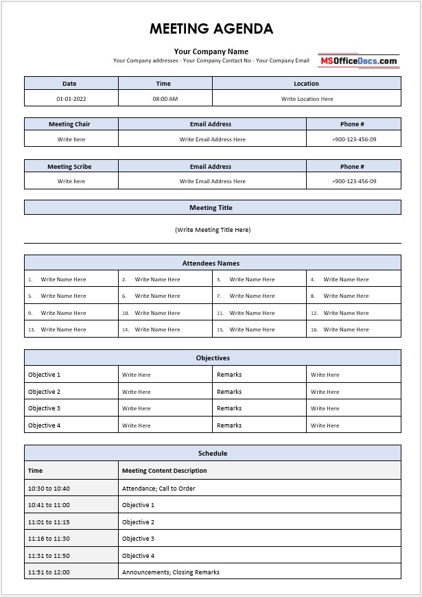 Team Meeting Agenda Template 3