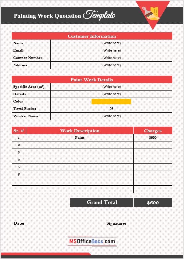 Interior & Exterior Painting Quote Template