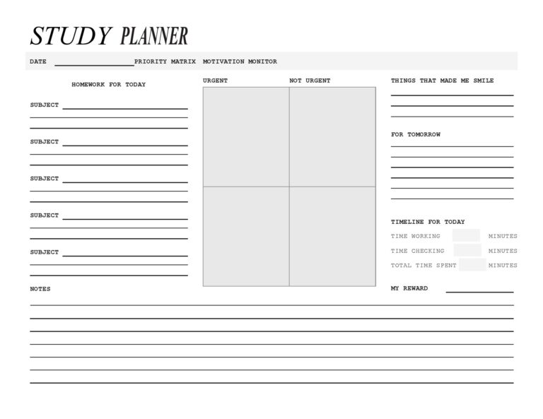 Study Schedule Templates