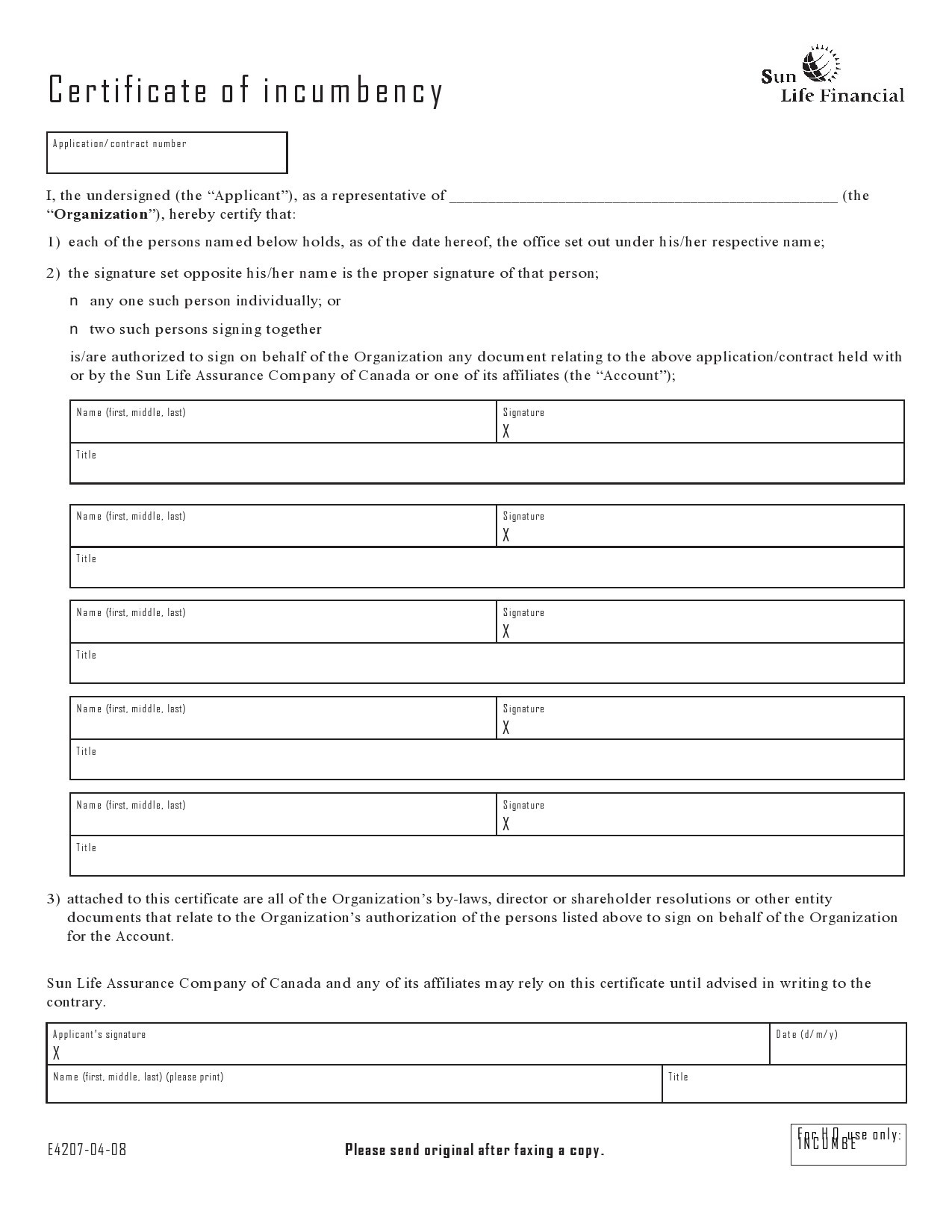 Certificate of Incumbency Template 11