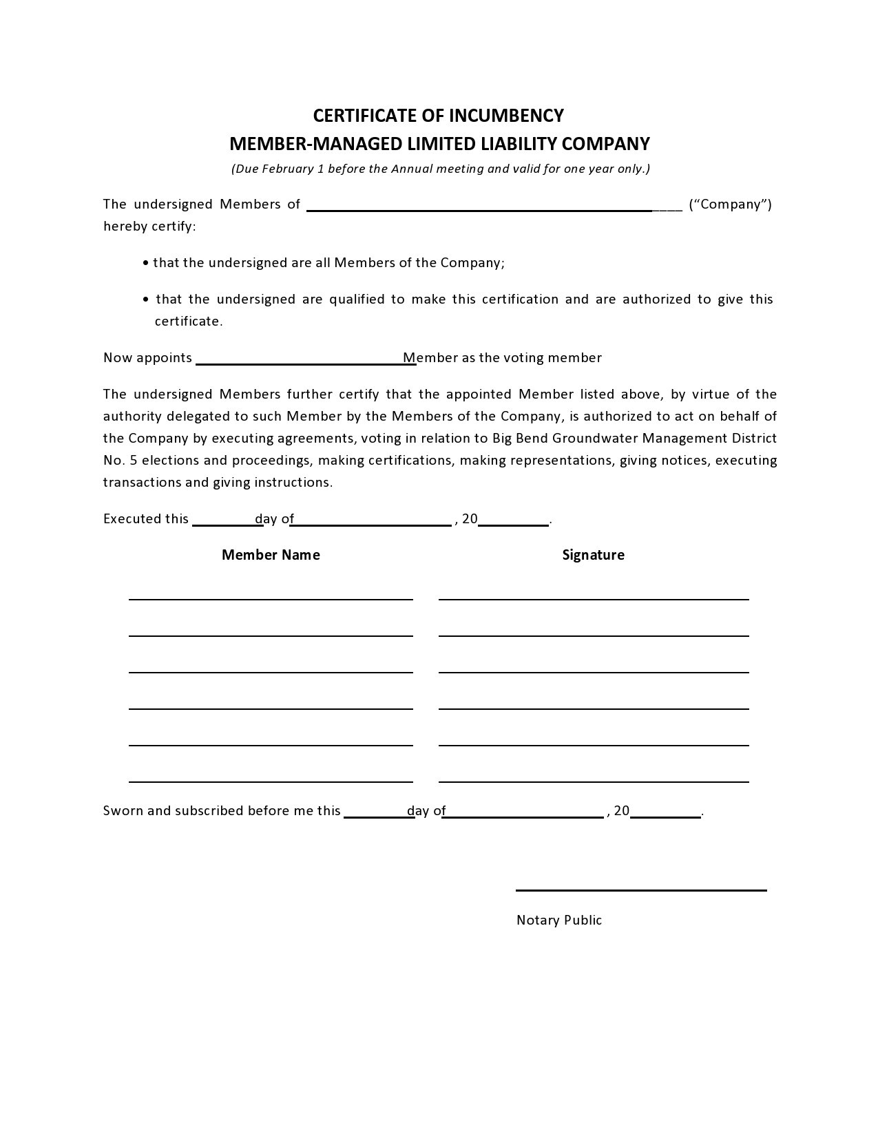 Certificate of Incumbency Template 26