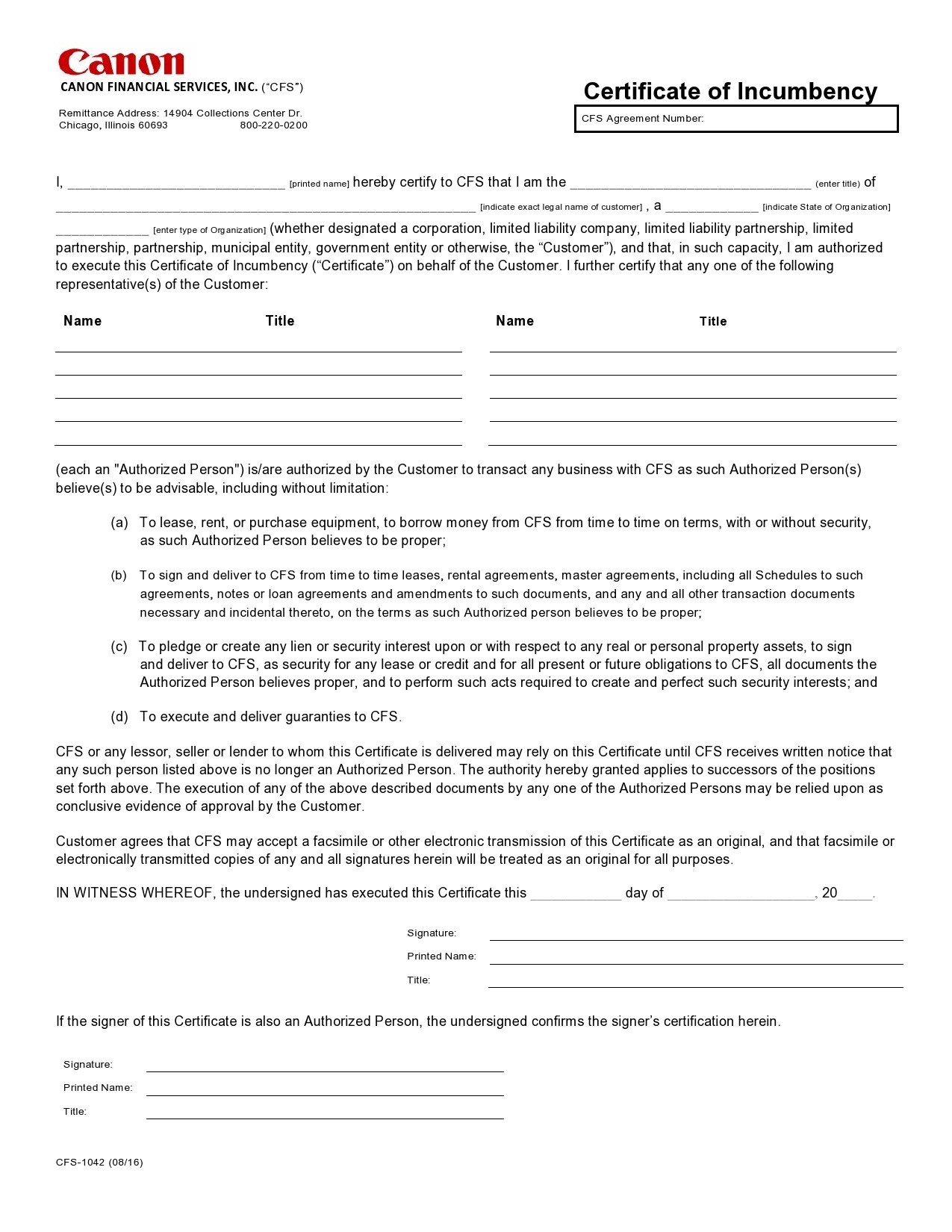Certificate of Incumbency Template 35