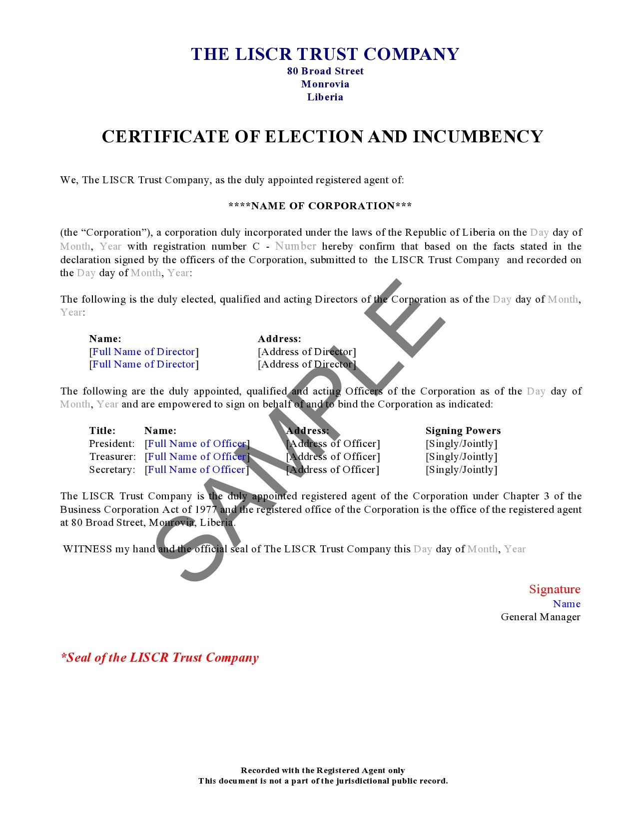 Certificate of Incumbency Template 37