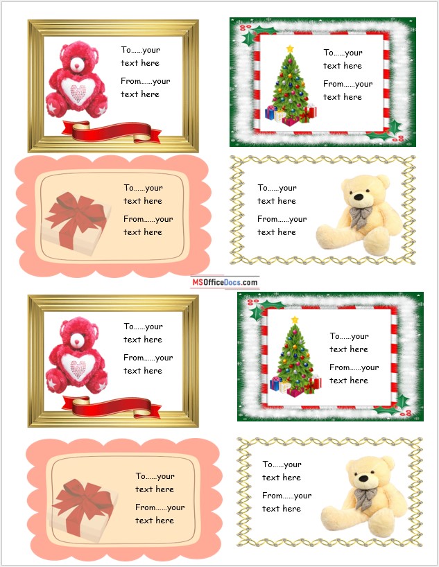 Christmas Frame Gift Tag Design - MS Word Template