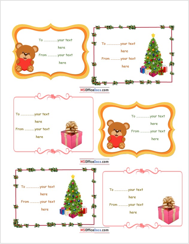 Christmas Gift Tag Template - MS Word