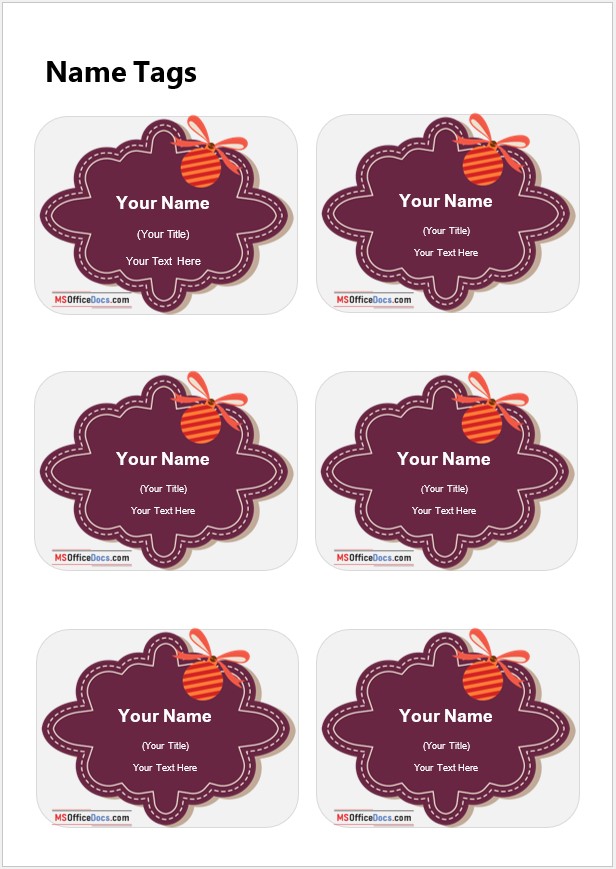 Christmas Name Tag Design - Editable Template