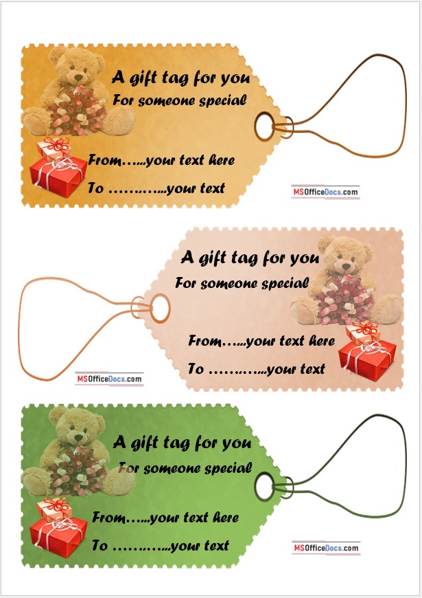 Christmas Toys Gift Tag Template - MS Word