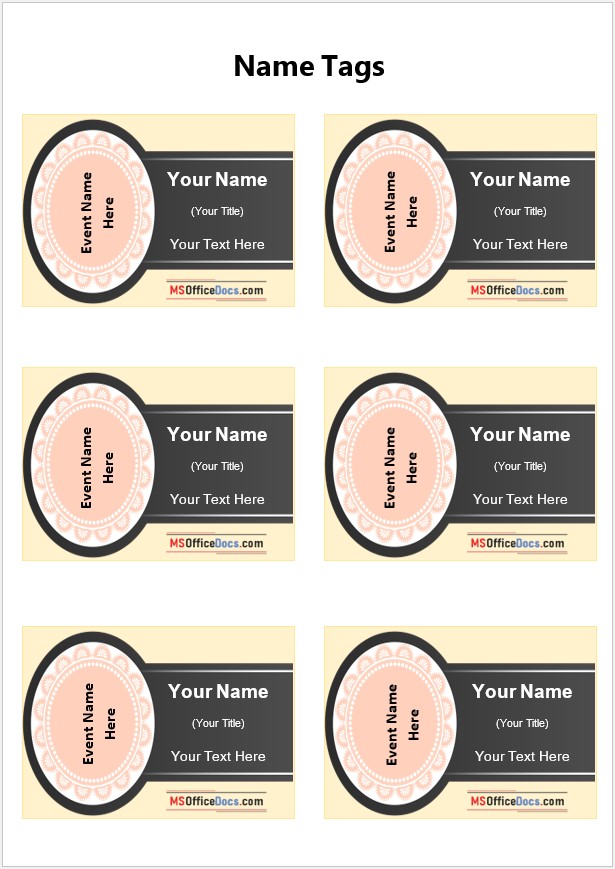Name Tag Template for Event Participation